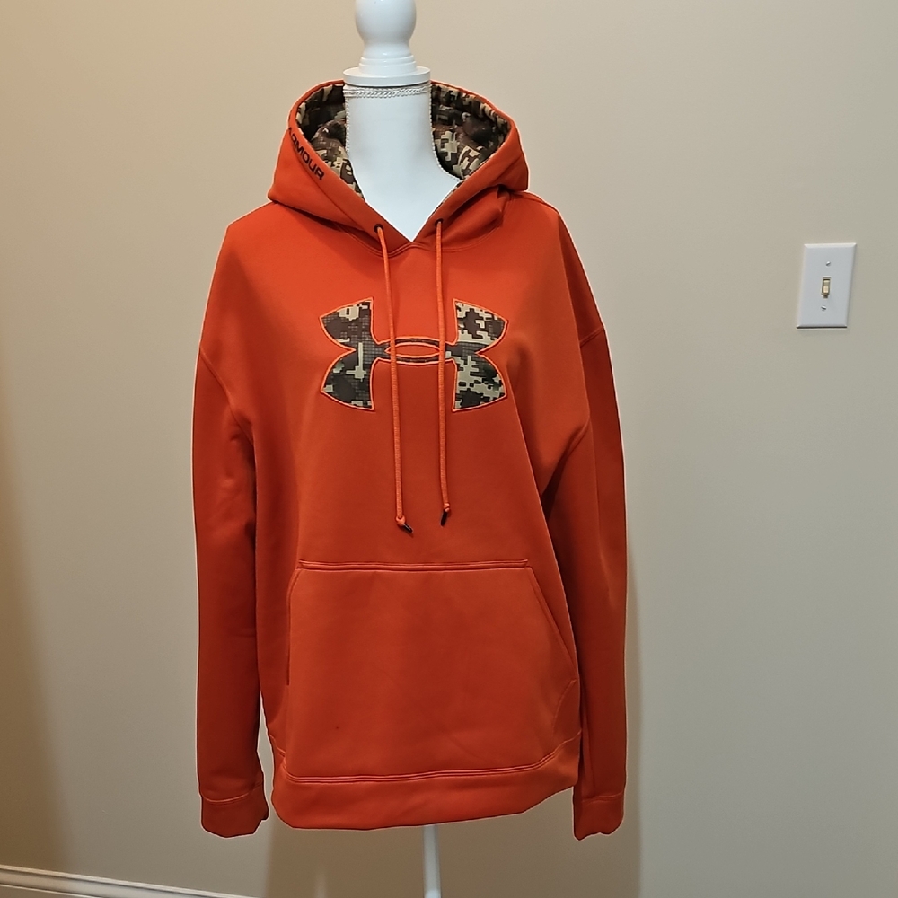 Under Armour Orange Hoodie Sweatshirt Relaxed Fit